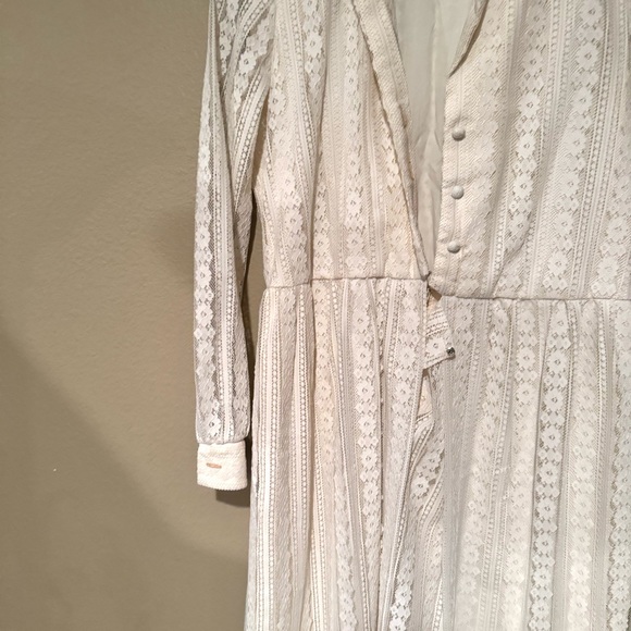 Jack Bryan Vintage Semi Sheer Lace Long Sleeve Maxi Dress Cream Size Large - Picture 4 of 10